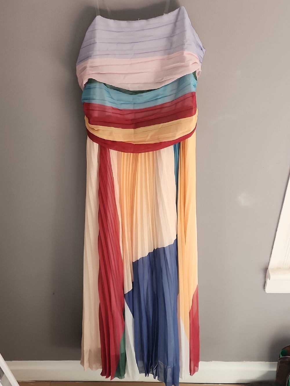 Pleated Multicolor Maxi Skirt - Pastel & Bold Stripe Panels
